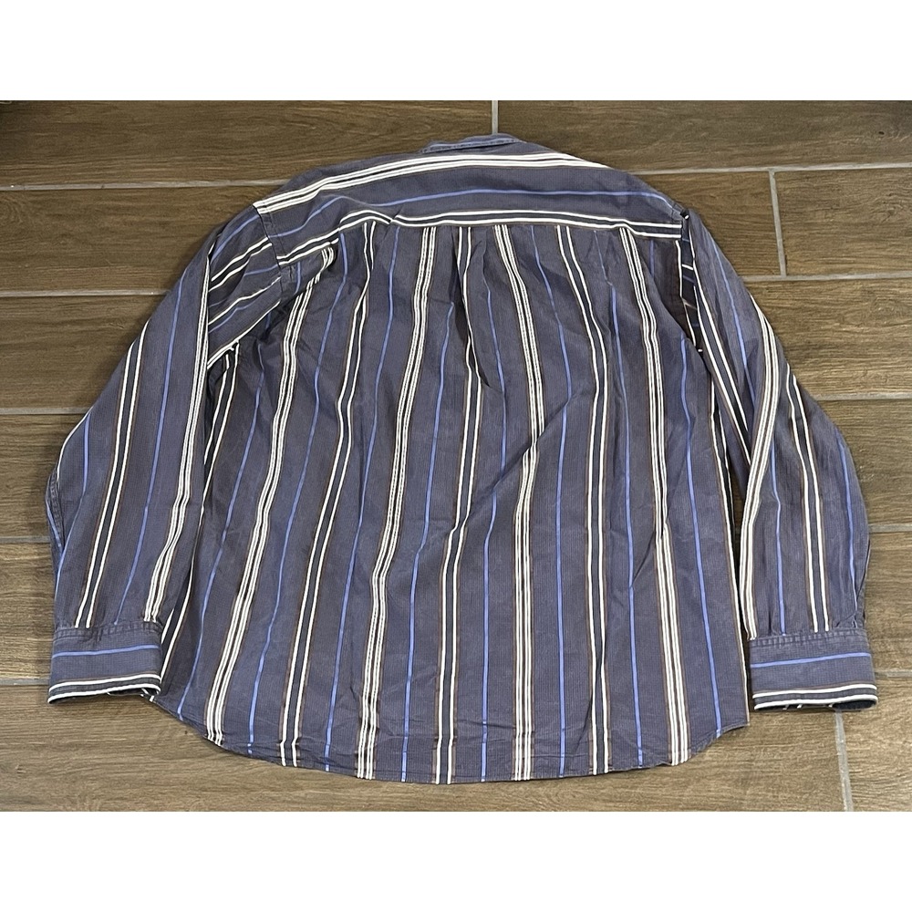 Tommy Bahama Men's 100% Silk Button Down Shirt Brown & Blue Stripe Size Large L - Picture 8 of 8